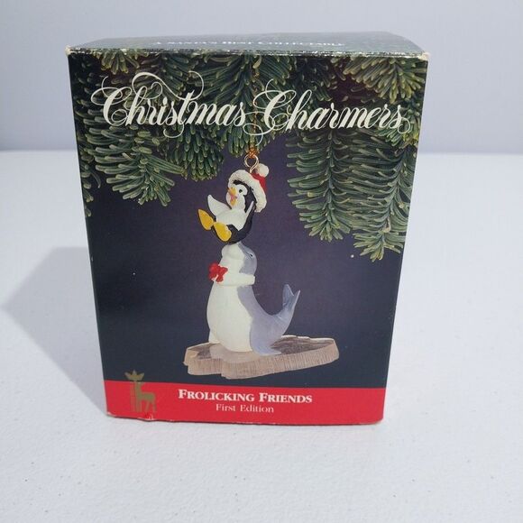 Vtg Santa's Best Christmas Ornament 1st Edition Frolicking Friends Penguin Seal - Picture 2 of 13